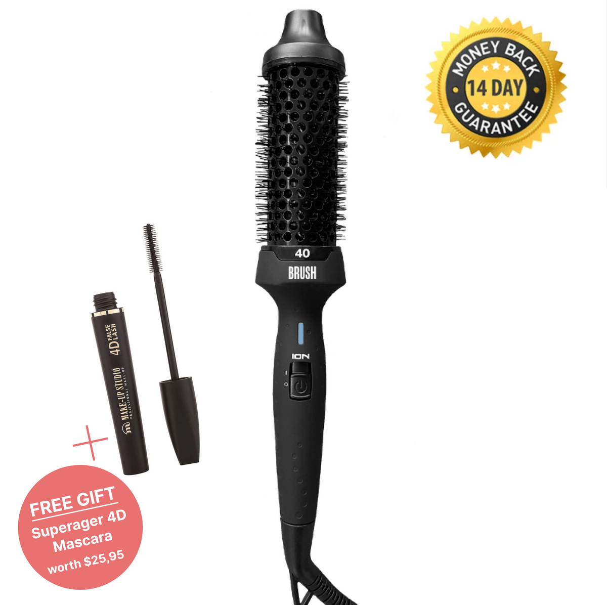 B.R.U.S.H. 30/40 Hot Styling Brush + SuperAger 4D Mascara